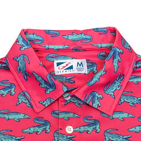 Bermies Men's Gator Pattern Polo Size Medium - Picture 5 of 5